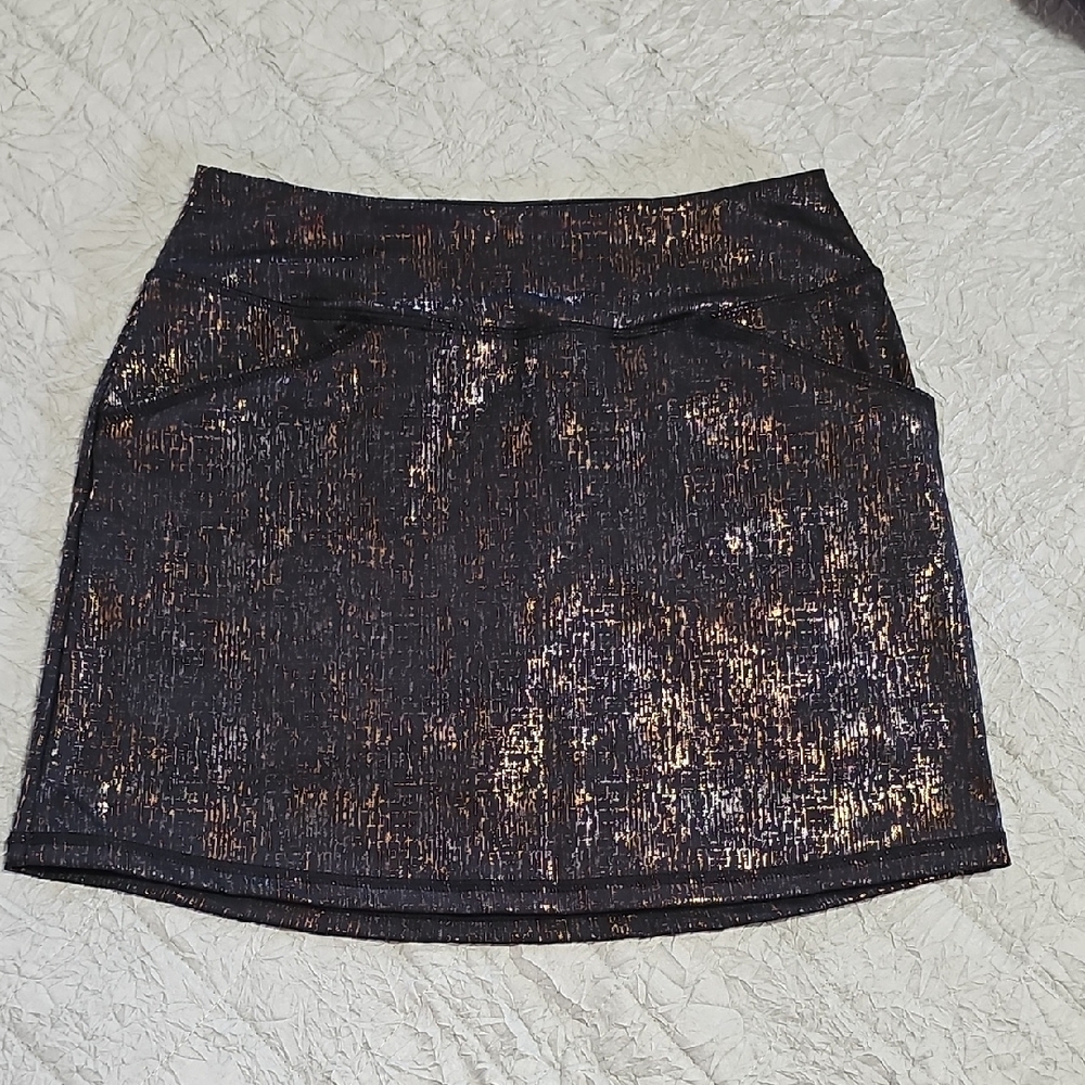 Lilly Pulitzer Black Mini Skirt with Gold Foil Detail